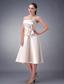 Champagne A-line / Princess Strapless Tea-length Satin Sash Bridesmaid Dress