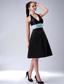Custom Made Black A-line / Princess Halter Bridesmaid Dress Belt Knee-length Satin