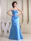 Blue Sweetheart and Ruch For Simple Custom Made Prom Dress