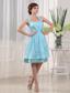 Halter A-Line Knee-length Taffeta Blue 2013 Prom Dress