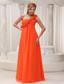 Hand Made Flowers Decorate One Shoulder Orange Chiffon Empire Floor-length For Prom / Homecoming Dress