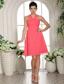 Custom Made V-neck Watermelon Ruched Decorate Bust 2013 Bridesmaid Dress