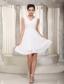 White Empire V-neck MIni-length Chiffon Prom Dress