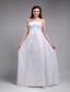 Sweet Empire Strapless Floor-length Chiffon Ruch and Beading White Prom Dress