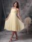 Champagne Empire Strapless Knee-length Ruch Chiffon Bridesmaid Dress