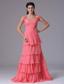 2013 Watermelon Ruffled Layeres Square Column Stylish Prom Dress With Appliques In Brookfield Connecticut