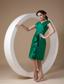 Turquoise Column V-neck Knee-length Taffeta Ruch Prom / Homecoming Dress