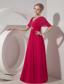 Coral Red Column V-neck Floor-length Chiffon Beading Prom Dress