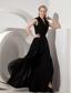 Black Column V-neck Floor-length Chiffon Prom Dress