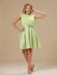 Warrensburg Yellow Green Knee-length Bowknot Decorate Wasit Scoop Taffeta and Chiffon Prom / Homecoming Dress For 2013