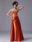 Beading Strapless Column Taffeta Floor-length Prom Dress Rust Red