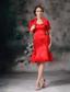 Red Column Sweetherart Knee-length Taffeta Prom Dress