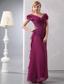 Burgundy Column V-neck Ankle-length Chiffon Beading Prom Dress