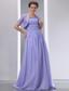 Lilac A-line Spaghetti Straps Brush Chiffon Ruch Prom Dress