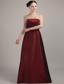 Wine Red Empire Strapless Floor-length Taffeta Prom Dress