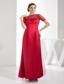 Scoop Ankle-length Empire Sequins Red Prom Dress with Short Sleeves