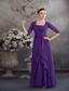 Simple Empire Square long Purple 2013 Prom Dress with Beading