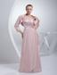 Beading and Ruching Straps Baby Pink Long Prom Dress