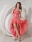Watermelon Red Empire Strapless High-low Chiffon and Sequin Prom Dress