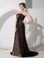 Beautiful Black Column Sweetheart Print Prom Dress Chifffon with Beading