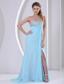 Wholesale Aque Blue High Slit Beading and Ruch 2013 Celebrity Dress Party Style