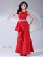 Beading and Ruching Decorate Bodice One Shoulder Ankle-length 2013 Prom Dress