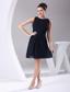 Simple Navy Blue Chiffon Knee-length Beading Decorate Scoop 2013 Prom Dress