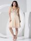 Champagne Prom / Cocktail Dress With Sequins Knee-length Chiffon V-neck