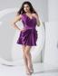 Beading Decorate Bodice V-neck Mini-length 2013 Prom Dress For Formal Evening Purple