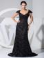 Lace With Beading Scoop Brush Train Cap Sleeves Column 2013 Prom Dress For Formal Evening