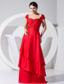 Beading and Ruch Decorate Bodice Red Column Brush Train Prom Dress For 2013