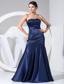 Appliques With Beading Decorate Bodice Navy Blue Floor-length Strapless Prom Dress 2013