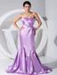 Lavender Taffeta Sweetheart Neckline Bowknot Mermaid Brush Train Prom Dress