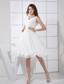 V-neck White Chiffon Knee-length Empire 2013 Prom Dress