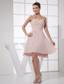 Light Pink Beading Decorate Bodice Straps knee-length 2013 Prom Dress