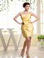 Gold and Bow For Prom Dress With Strapless and Mini-length