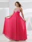 Beading Empire Chiffon Straps Floor-length Prom Dress Hot Pink