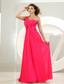 One Shoulder Chiffon Hot Pink Empire Floor-length Prom Dress