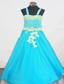 Popular A-Line Strap Little Girl Pageant Dresses With Aqua Blue Appliques