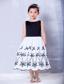 White and Black A-line Scoop Tea-length Taffeta and Organza Embroidery Flower Girl Dress