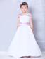White and Lavender A-line Straps Ankle-length Taffeta Bows Flower Girl Dress