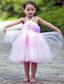 Pink A-line Halter Knee-length TulleHand Made Flowers Flower Girl Dress