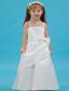 White A-line Straps Floor-length Taffeta Sash Flower Girl Dress