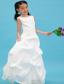 White A-line Scoop Floor-length Taffeta Appliques Flower Girl Dress