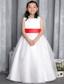 White A-line / Princess Scoop Floor-length Organza Belt Flower Girl Dress
