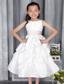 White A-line / Princess Scoop Ankle-length Taffeta Belt Flower Girl Dress