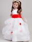 White and Red A-line Scoop Floor-length Taffeta and Organza Bow Flower Girl Dress
