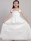 White A-line Straps Ankle-length Taffeta and Organza Hand Made Flowers Flower Girl Dress