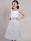 White and Lilac A-line Straps Tea-length Taffeta Bow Flower Girl Dress