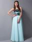 Light Blue Column Strapless Floor-length Chiffon Lace Prom Dress